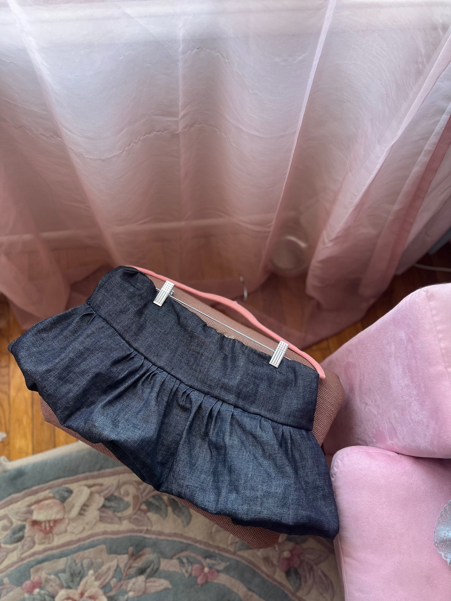 Denim bubble mini skirt