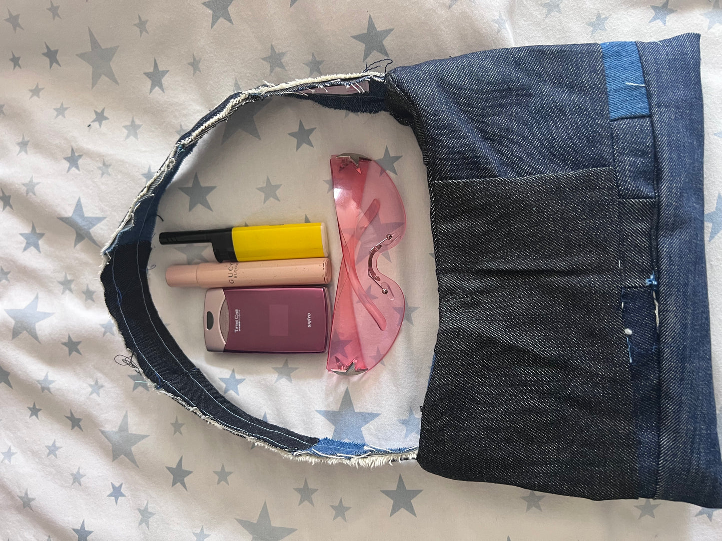 Bow bow denim bag