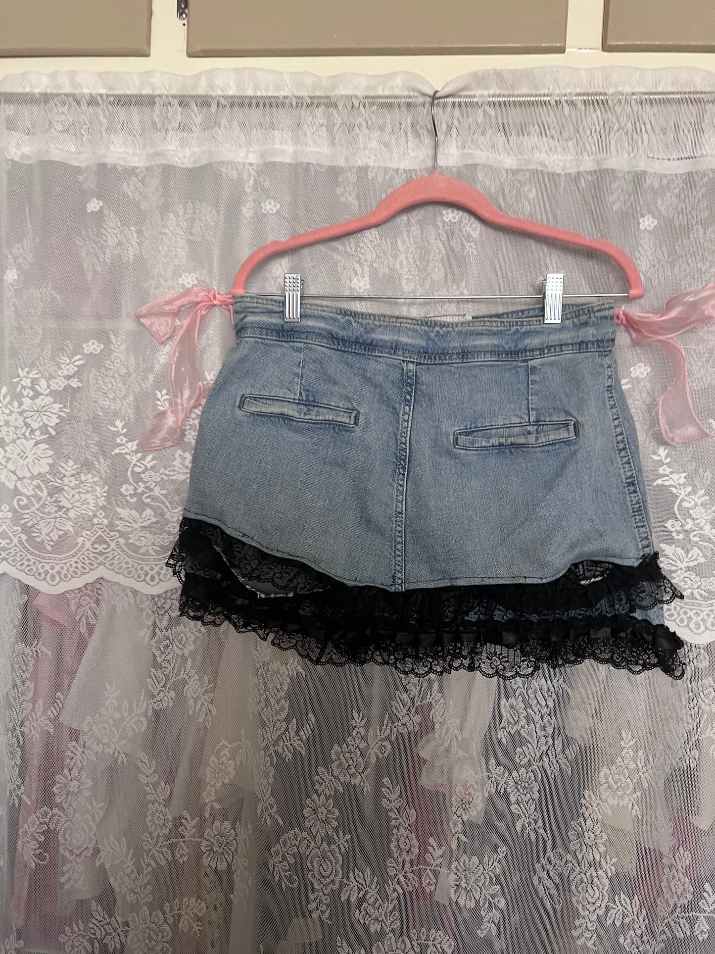 Siren Mini Denim Lace Skirt