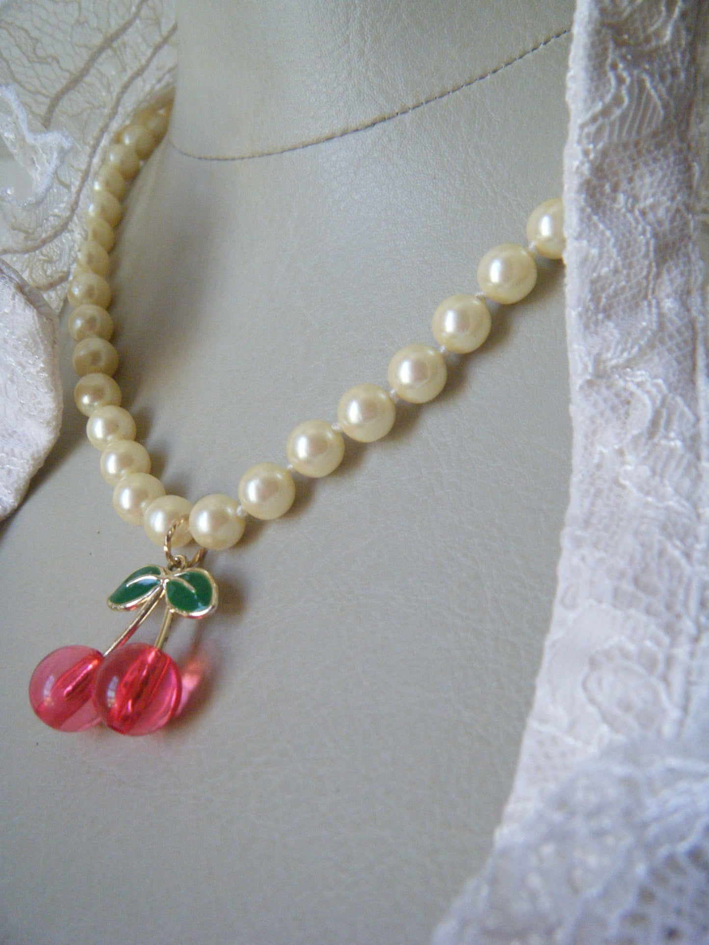 y2k Cherry Pearl Necklace