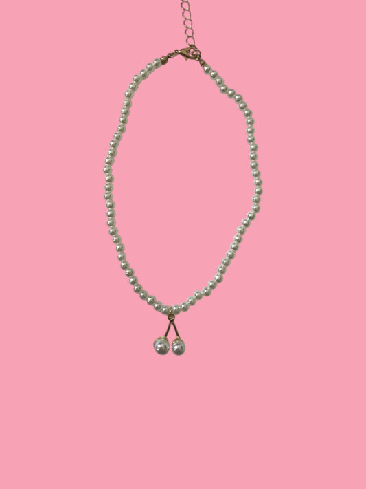 Cherry Pearl Charm Necklace