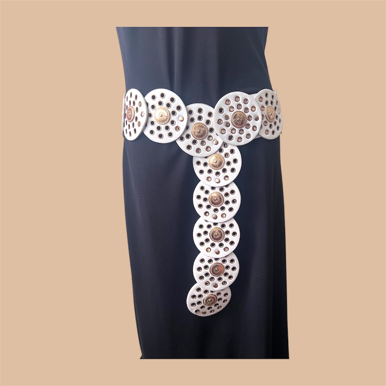 White eyelet belt