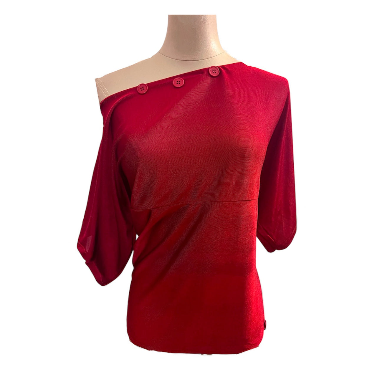 Red Trio Button Top