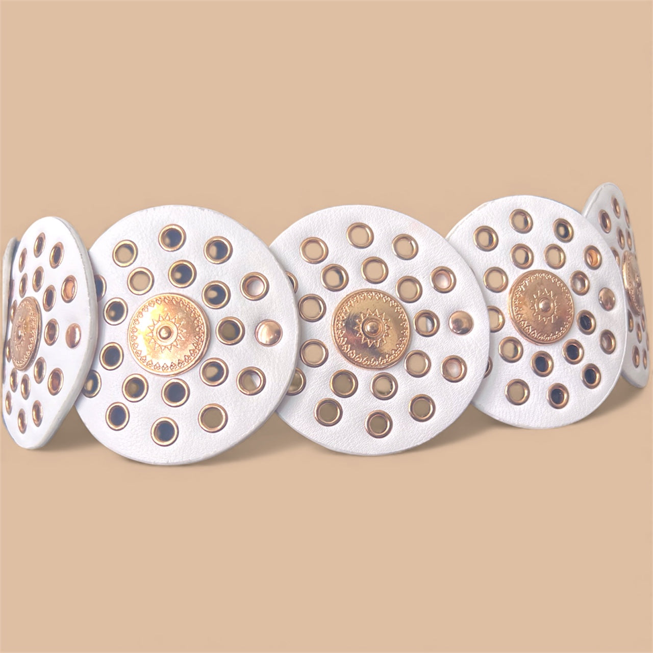 White eyelet belt