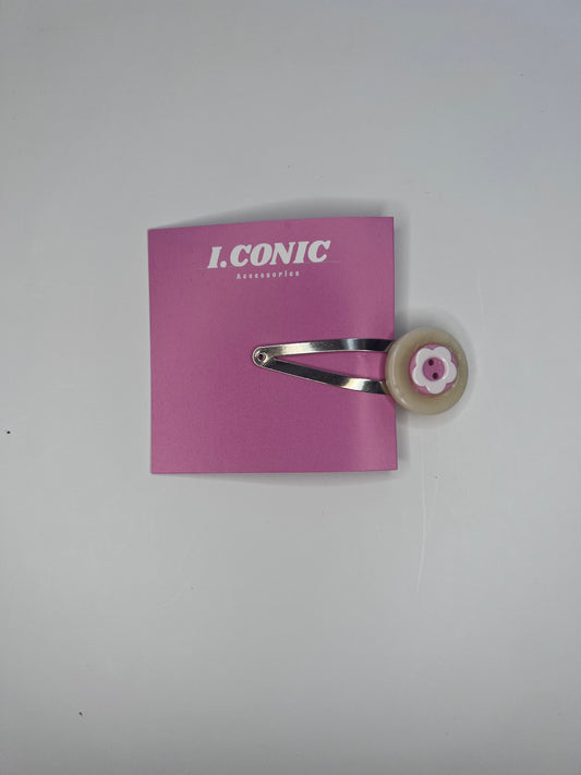 Floral button hair clip
