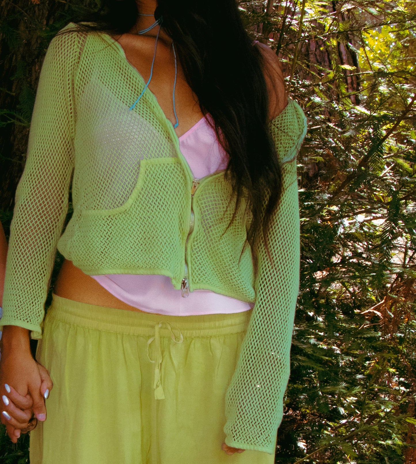 Green apple mesh zip jacket