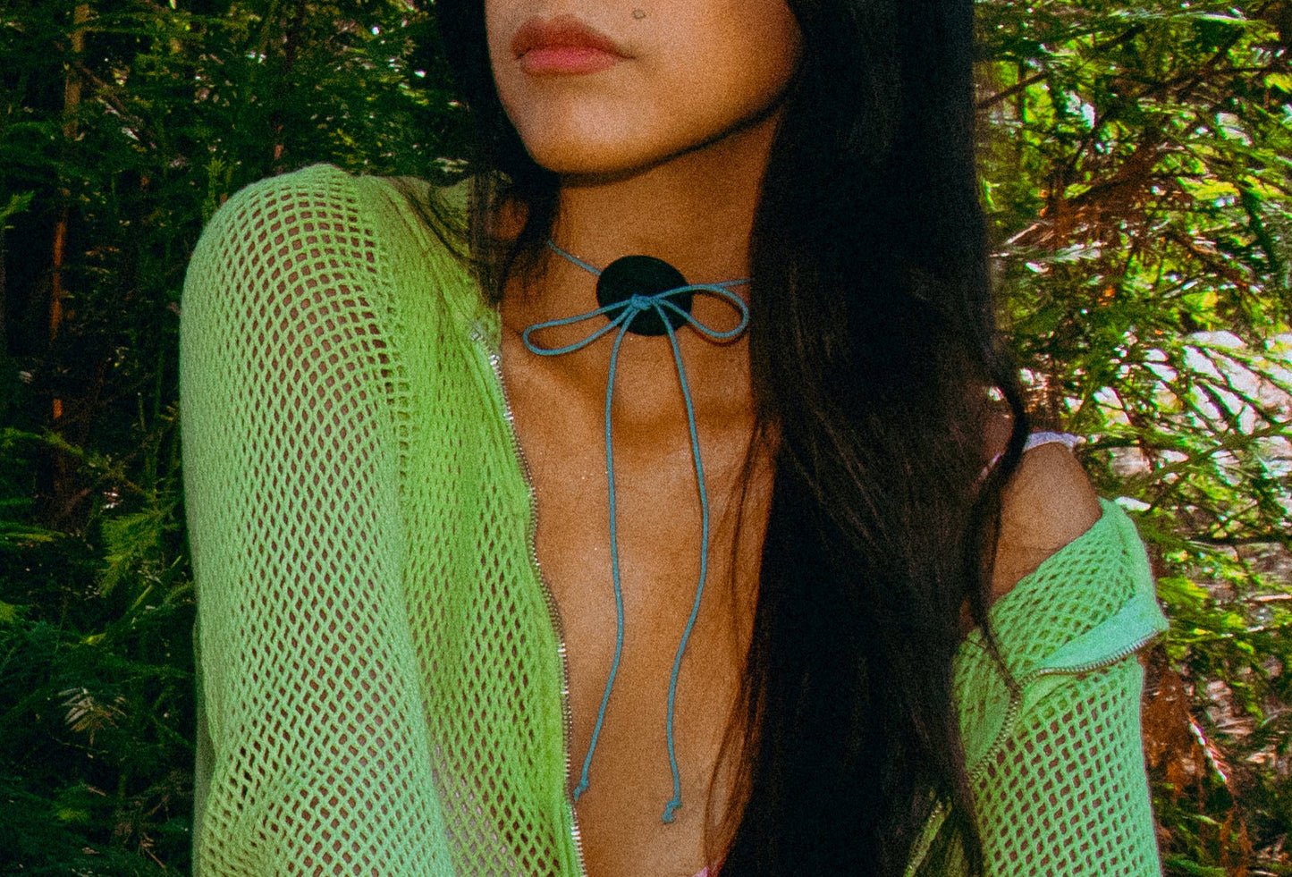 Black Teal Button Bolo