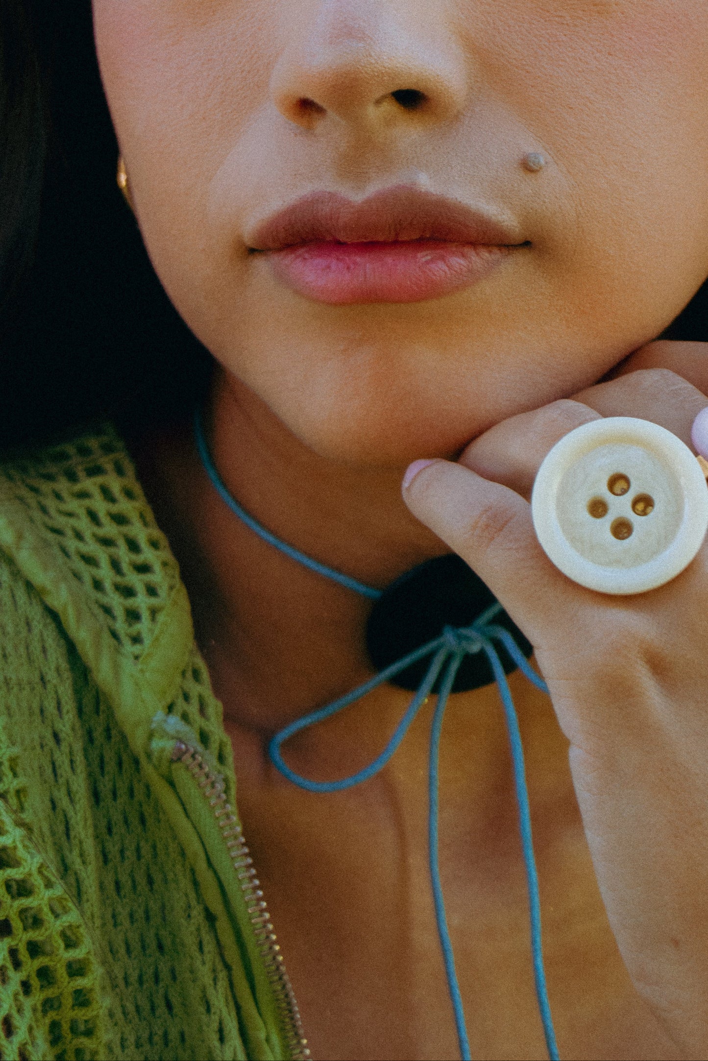 Ivory Marble Button Ring