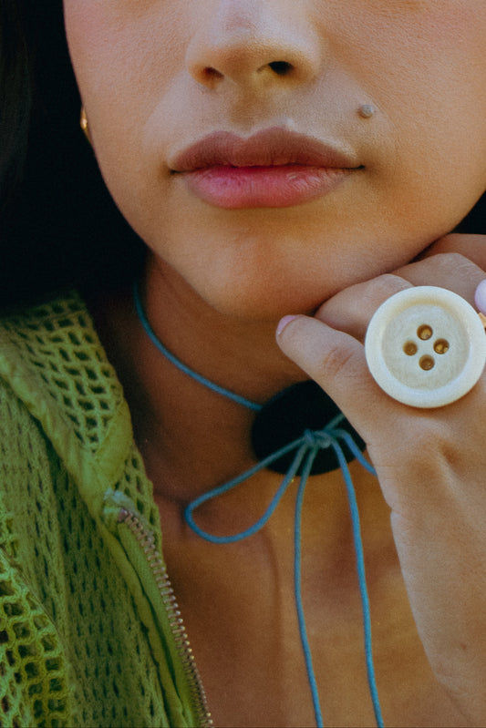 Ivory Marble Button Ring