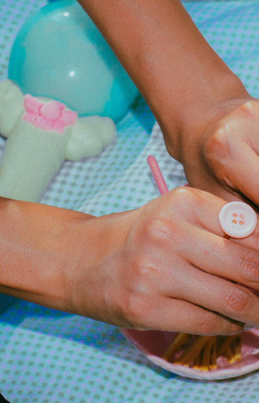 Sugar Rush button Ring (slim band)