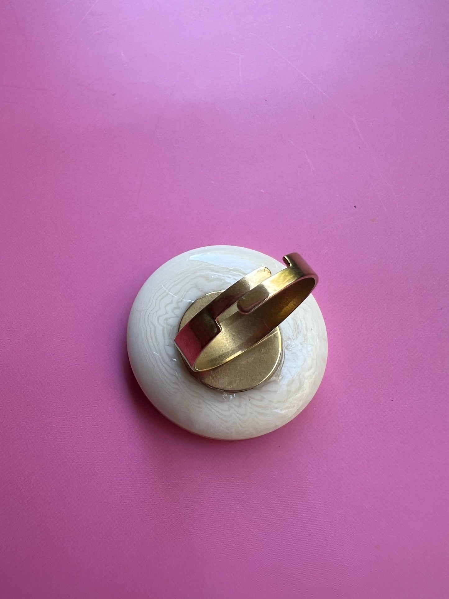 Ivory Marble Button Ring