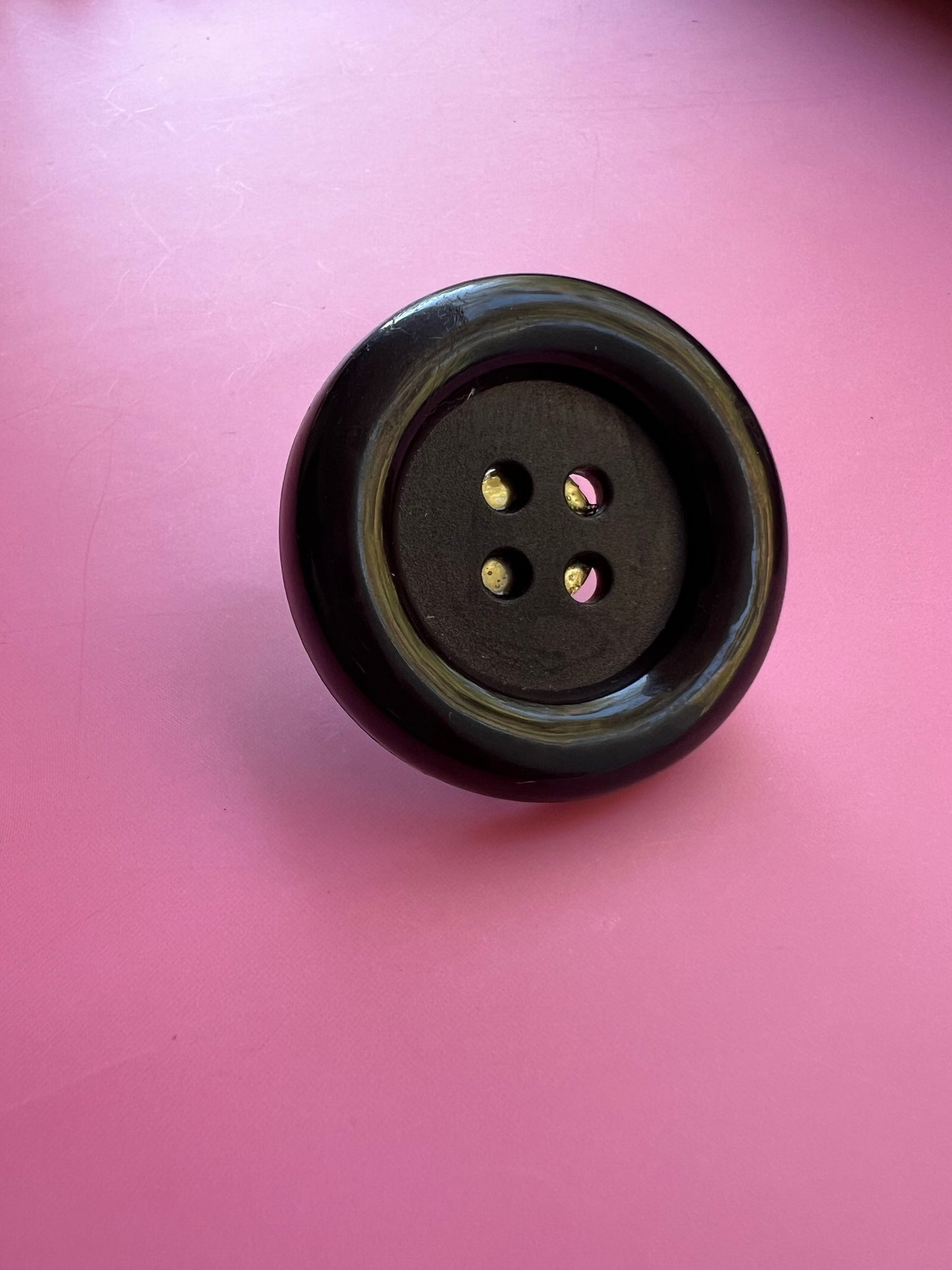 Lucky Black Button Ring