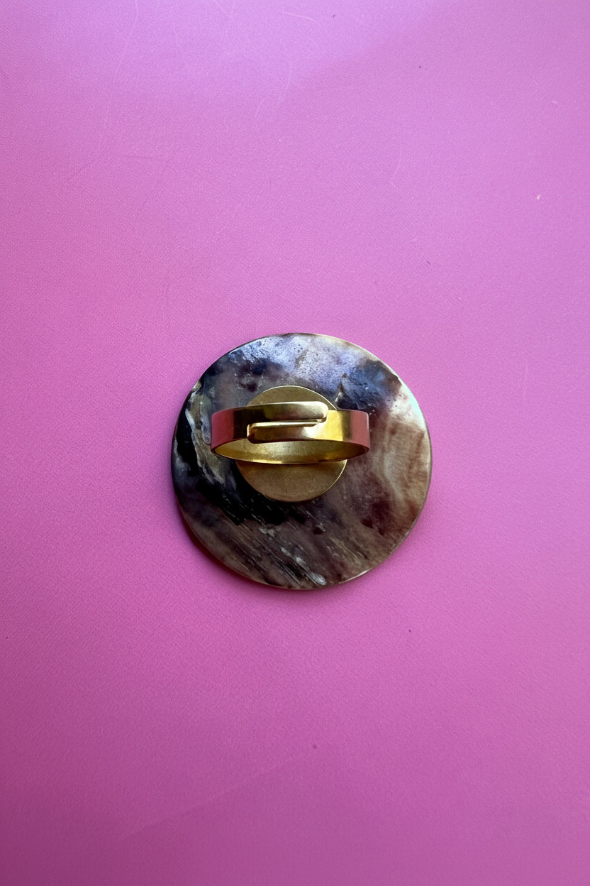 Mother of pearl Button Ring (wider band)