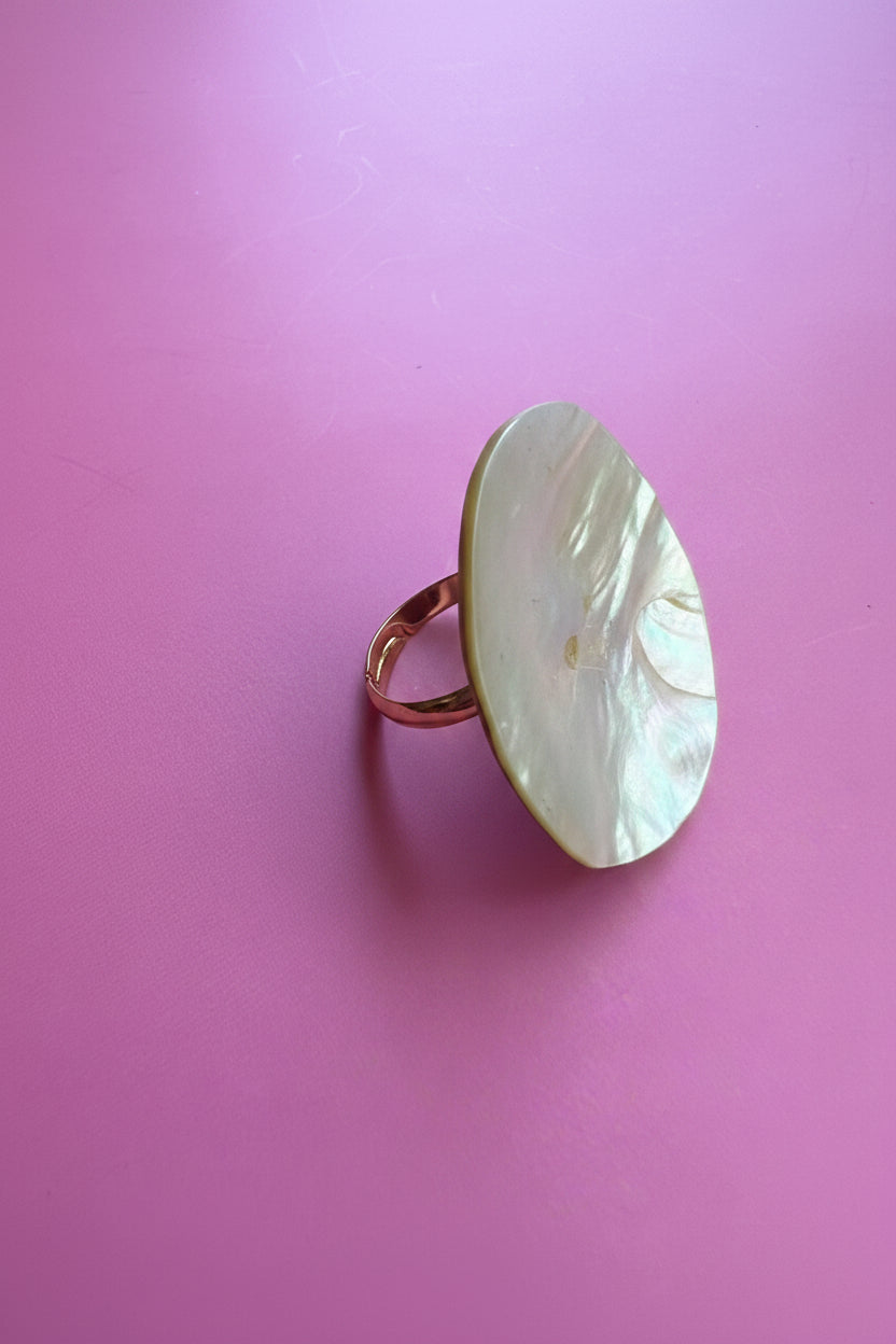 Mother of Pearl Button Ring