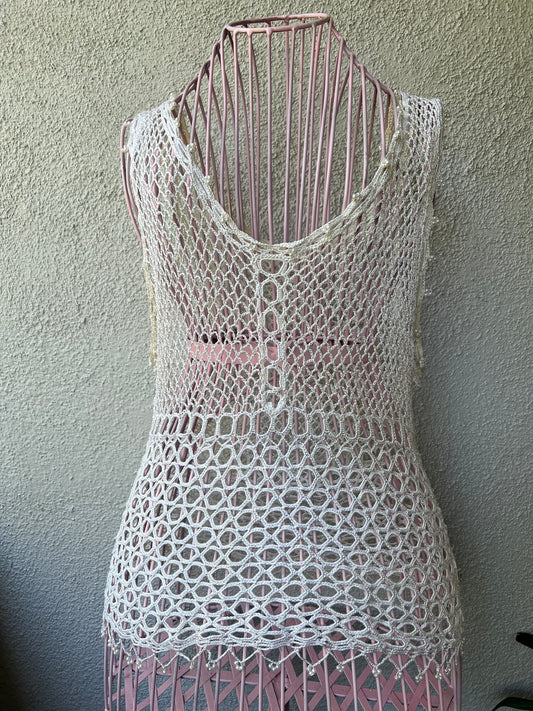 Vintage mesh embellished tank
