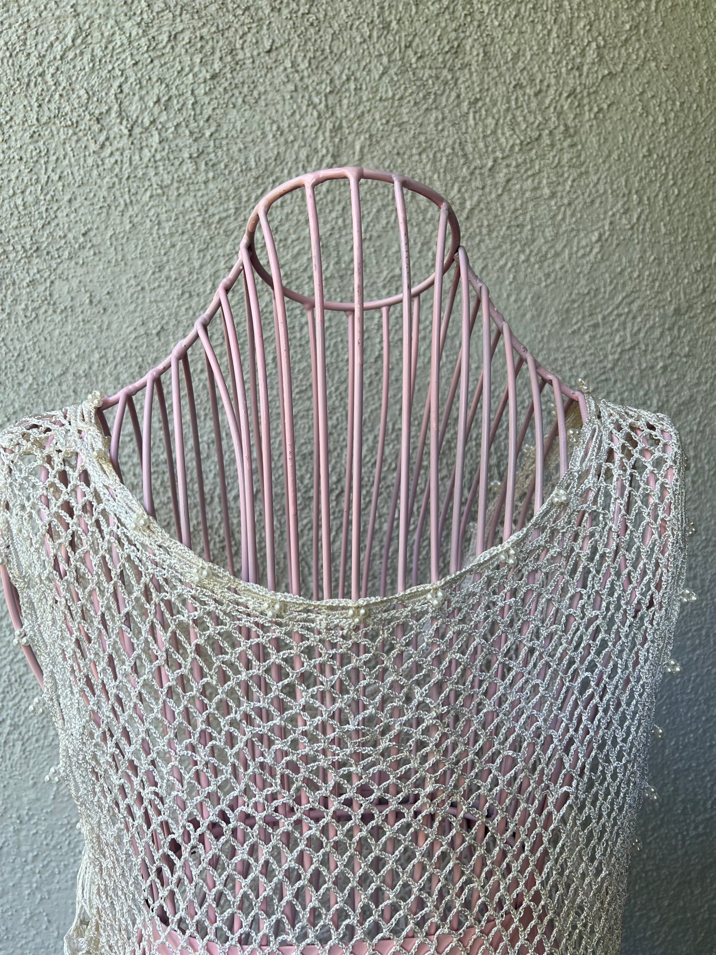 Vintage mesh embellished tank