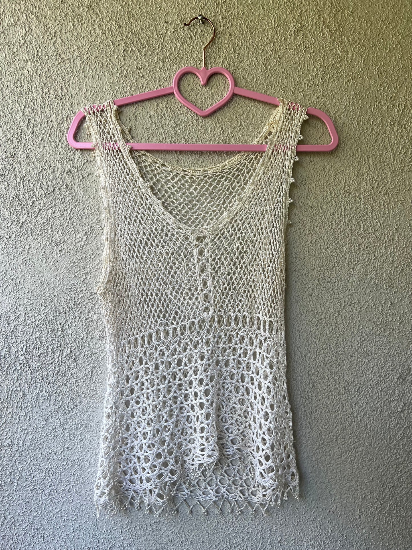 Vintage mesh embellished tank