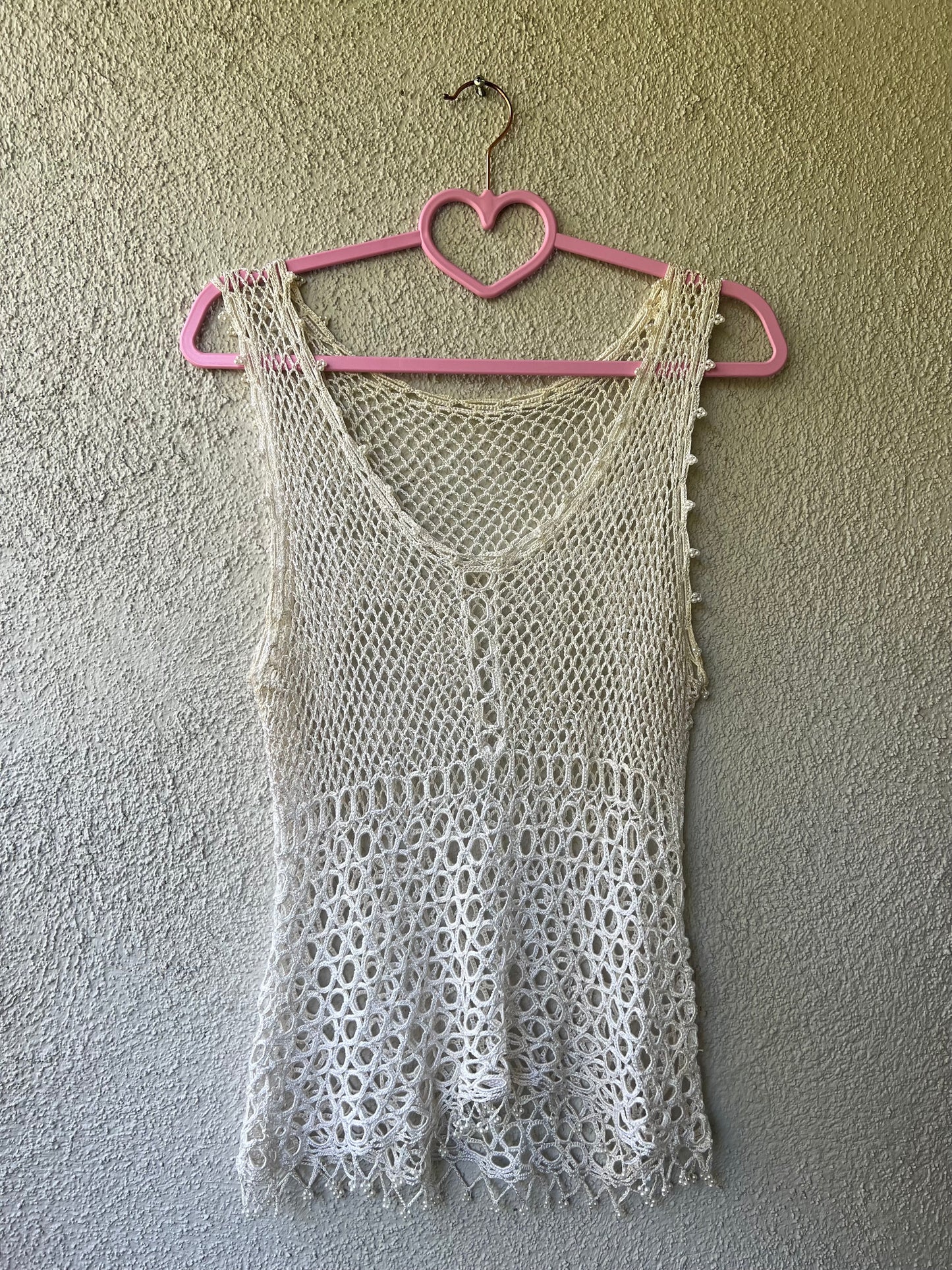 Vintage mesh embellished tank