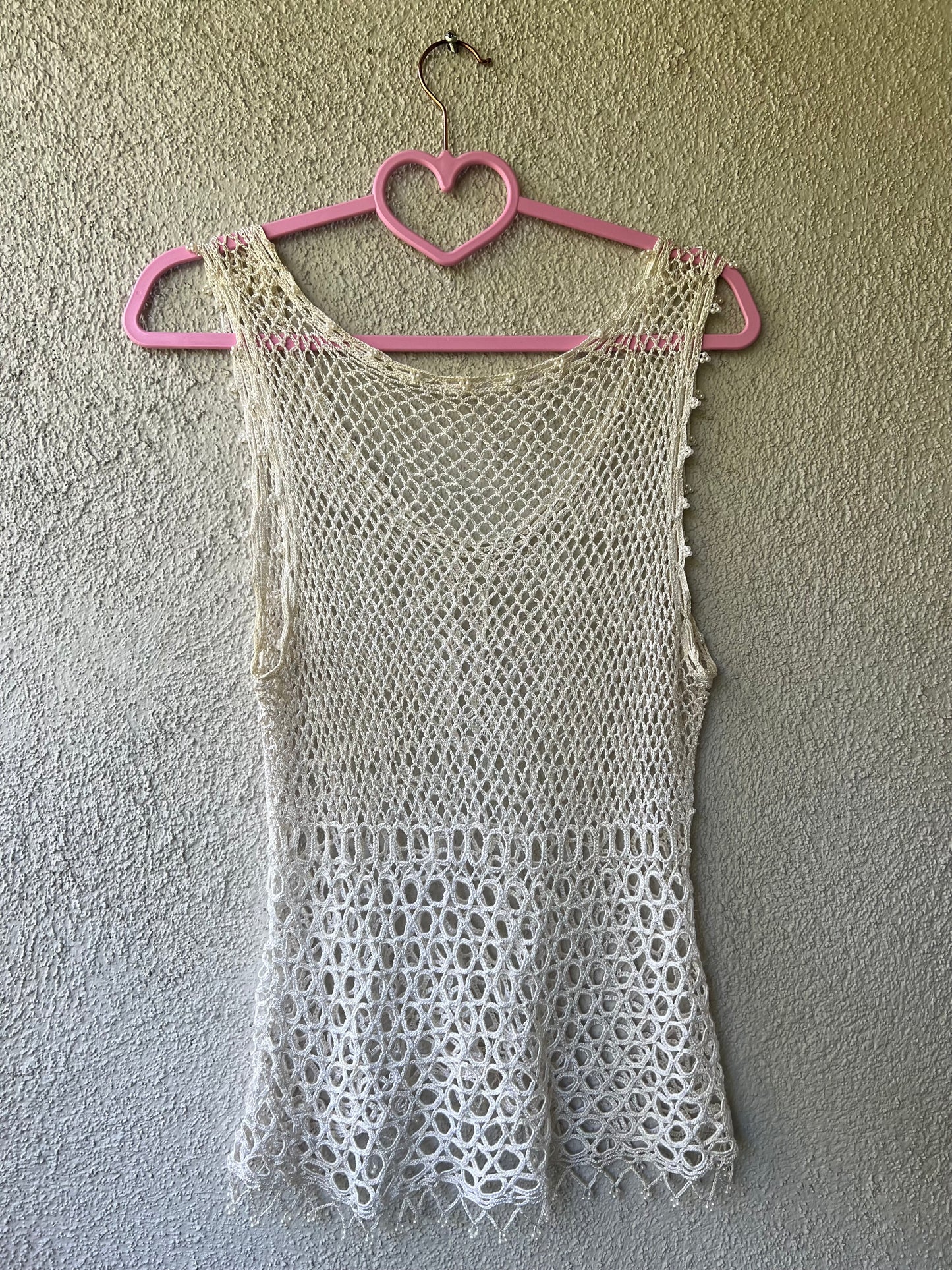 Vintage mesh embellished tank